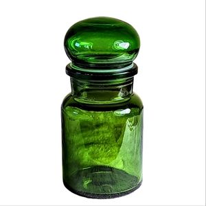 Belgium Dark Green Mid Century Glass Apothecary Jar Vintage Style